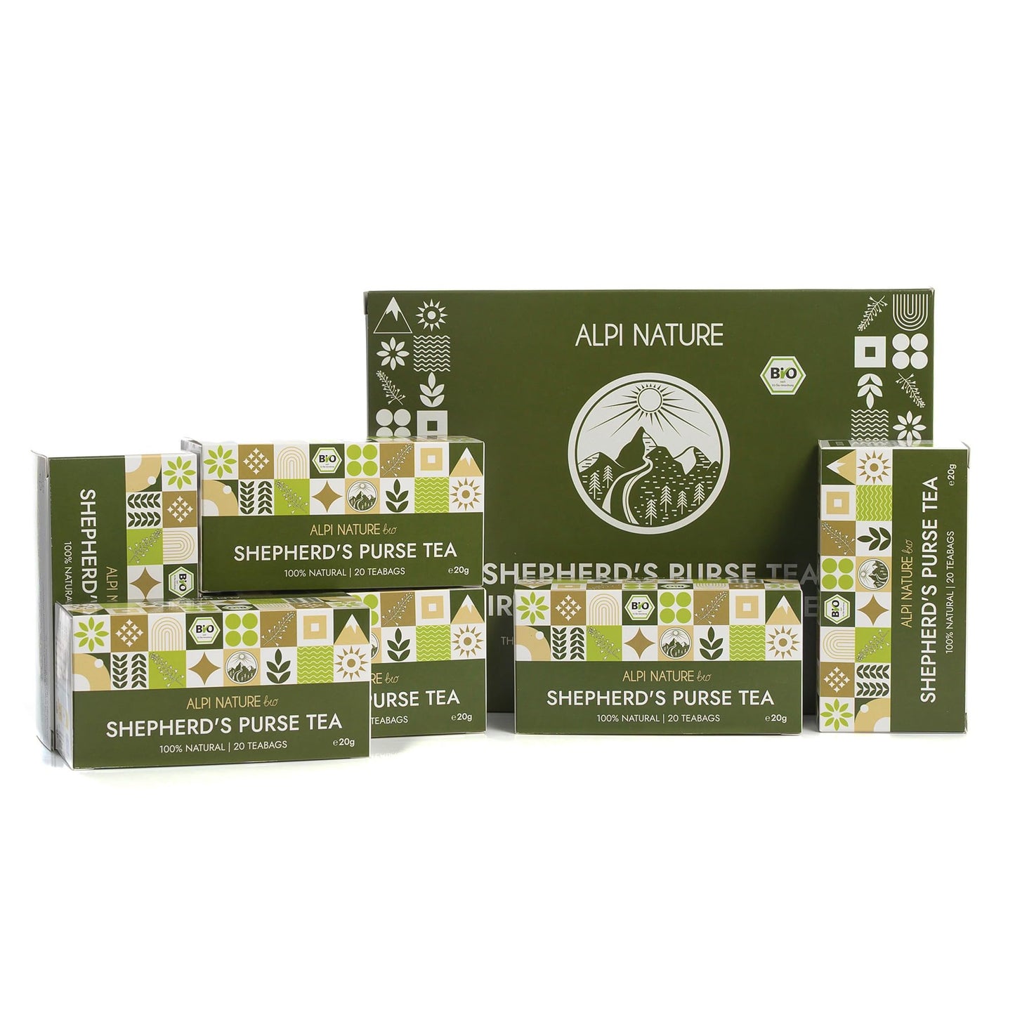 Alpi Nature Organic Shepherd's Purse Tea, 120 Tea Bags, 120g 4.2 oz, Pack of 6 x 20 Bags of 1g each