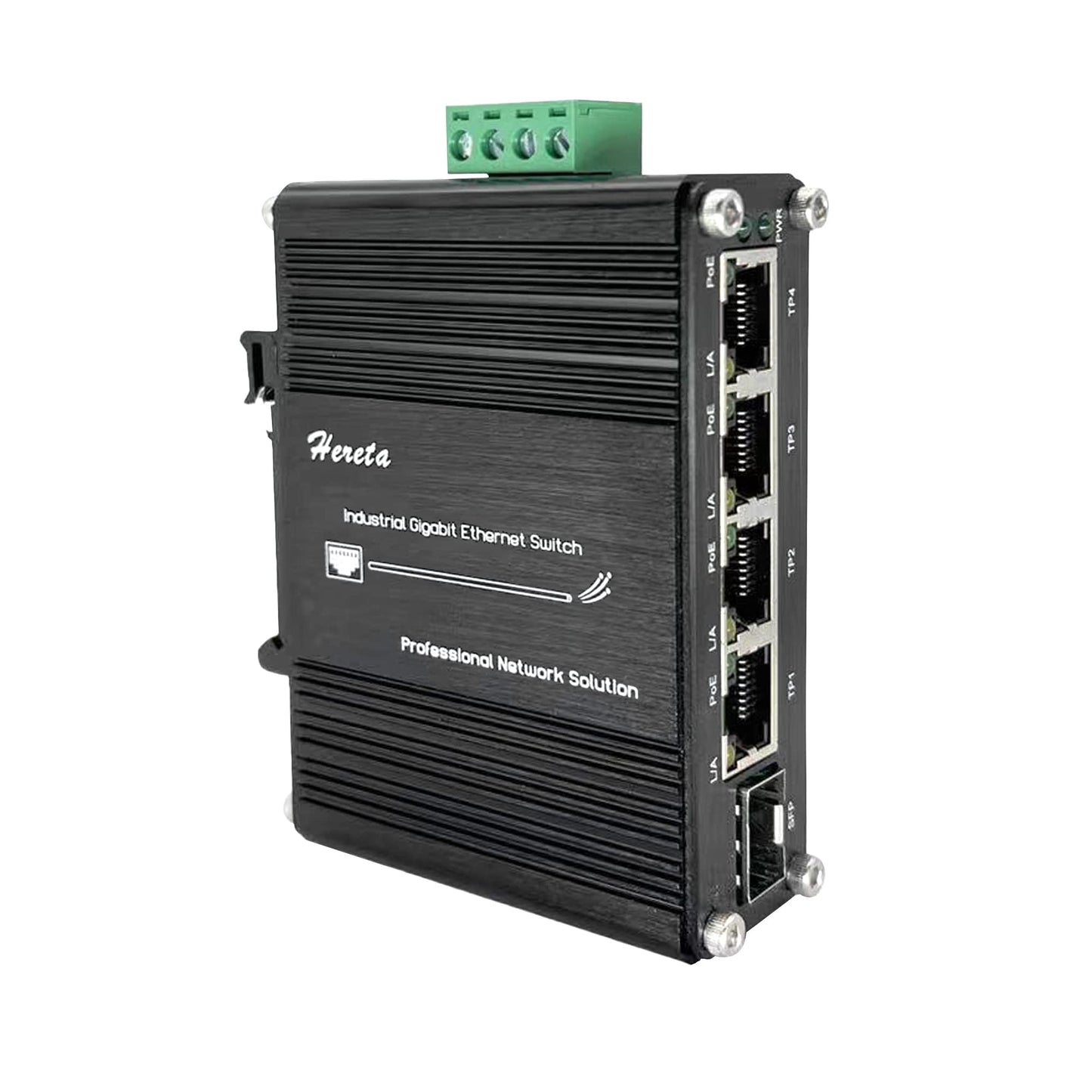 Industrial 5-Port Switch Gigabit PoE+ Ethernet Switch 4 Ports 120W PoE+ Injector 10/100/1000Base-T & 1 Port 100/1000Base-X Dual Rate SFP 12~48VDC Wide