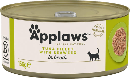 100% Natural Wet Cat Food, Tuna Fillet and Seaweed in 156 g Tin (Pack of 24)