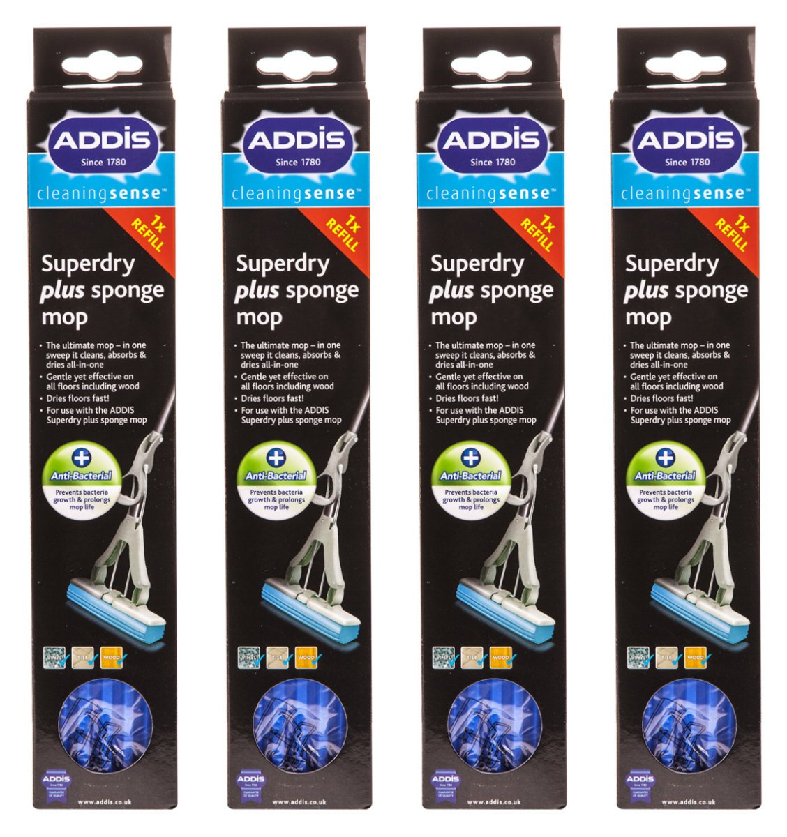Addis. PVA Sponge Mop Refill, Metallic 4 pc