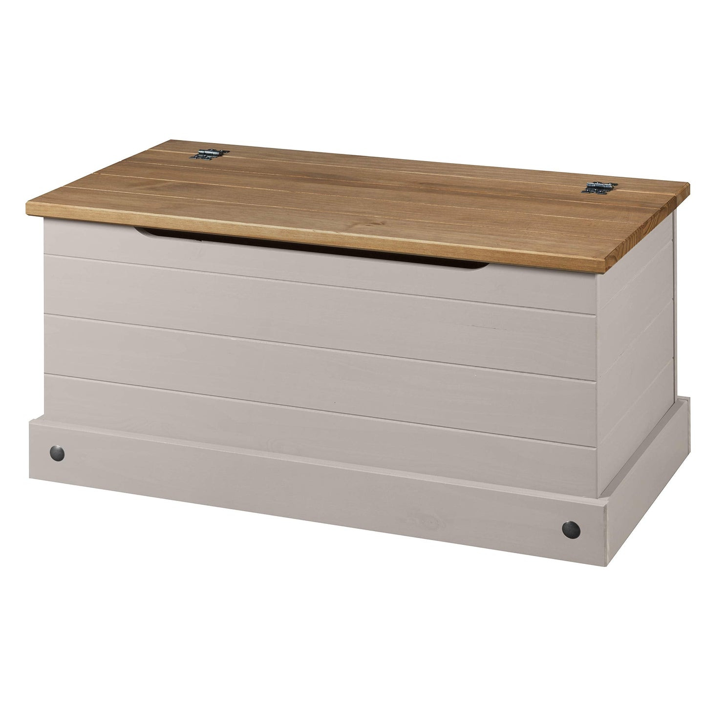 Mews Corona Grey Storage Chest Ottoman Solid Pine Wood Mexican Toy Chest Bedding Blanket Box
