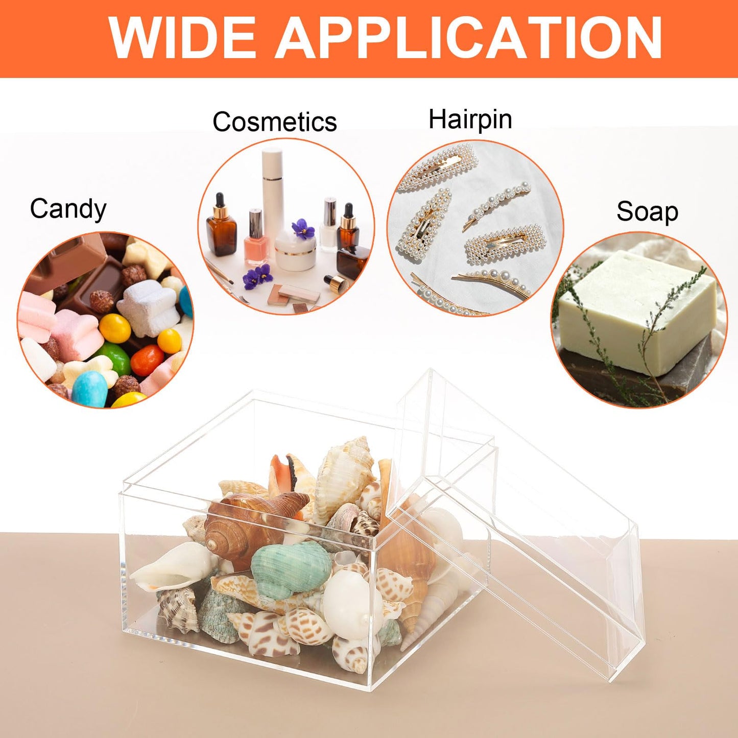 PATIKIL Acrylic Box with Lid 10.24" x 7.09" x 2.36", Clear Acrylic Display Boxes Plastic Square Cube Containers Storage Organizer for Candy Tiny
