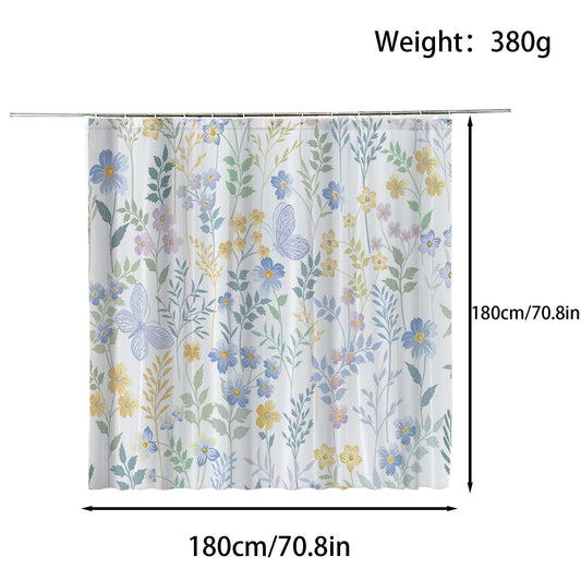 FAIRYGATE Shower Curtain Floral Bathroom Curtains Extra Long Wide Mould Proof Resistant Fabric for Wet Room Bath Outdoor Waterproof Garden Spring