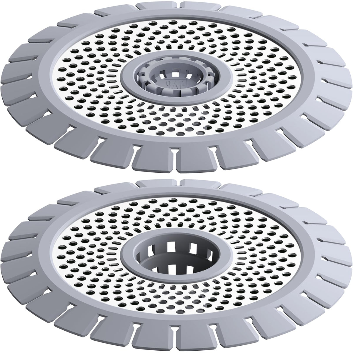 qAp quality art Practical Stainless Steel and Silicone (Cool Grey) 4.3inch Good Grips Easy Clean Shower Drain Protector, Shower Drain Hair Catcher