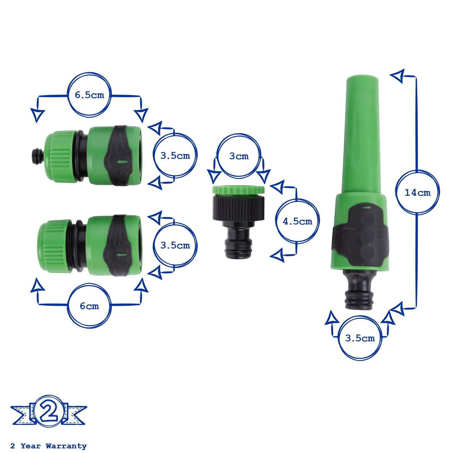 4pc 1/2" - 5/8" Hose Connector Set