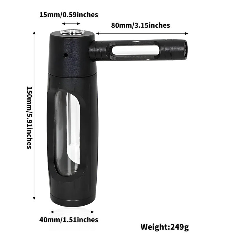 Portable metal smoking pipe with 155mm glass bowls, for dry tobacco & herb, hookah shisha pipe accessories.