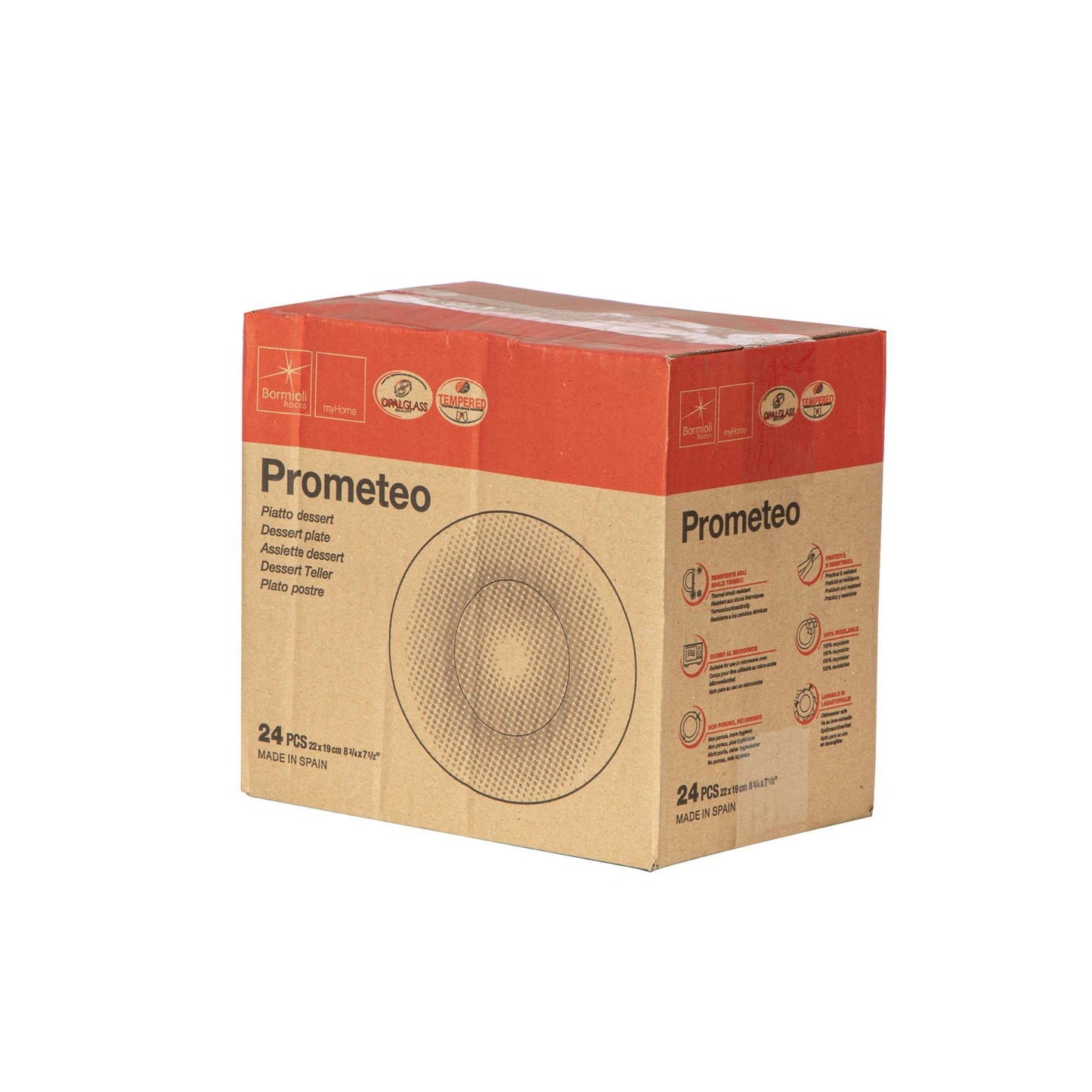 22cm White Prometeo Glass Dessert Plates - Pack of Six