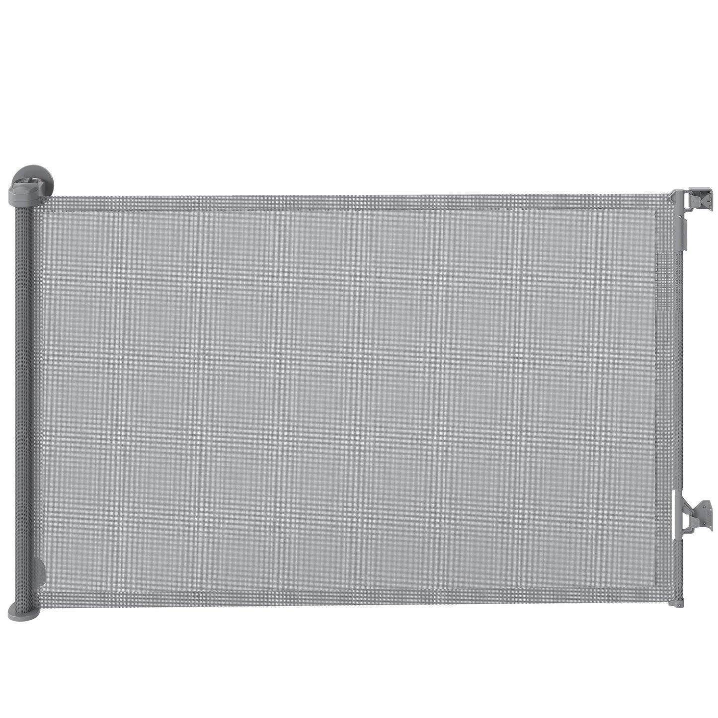 PawHut Retractable Dog Gate, Extends to 140 cm Wide & 93 cm Tall, Mesh Pet Gate with Single Hand Operation, for Stairs Doorways