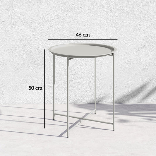 Outsunny Steel Removable Tray Top Garden Table - White