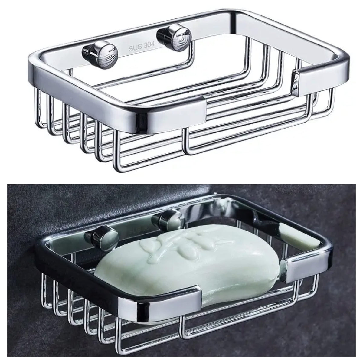 Shower Soap Dish Holder - Stainless Steel Screw Wall Mounted Wire Basket for Soap, by unel