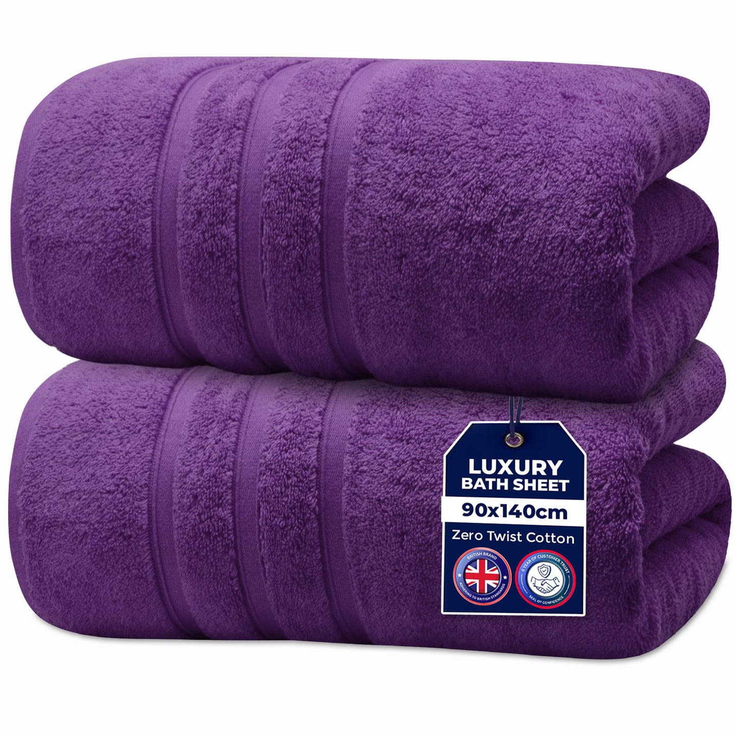 Towelogy? Luxury Bath Sheets ? Extra Large 140x90cm Bath Towels for Adults | Quick-Dry, Hotel-Quality Comfort (2, Plum)