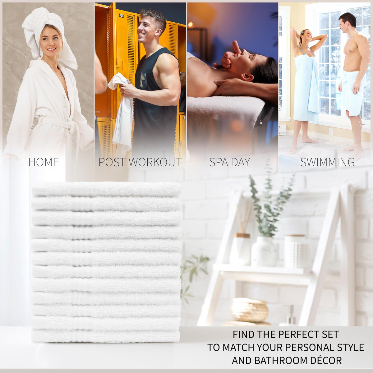 CityComfort Flannels Pack of 12 Face Towels 100% Cotton 550 GSM 30x30cm Highly Absorbent Soft Wash Cloth Household Essentials (White - 12 Pack)