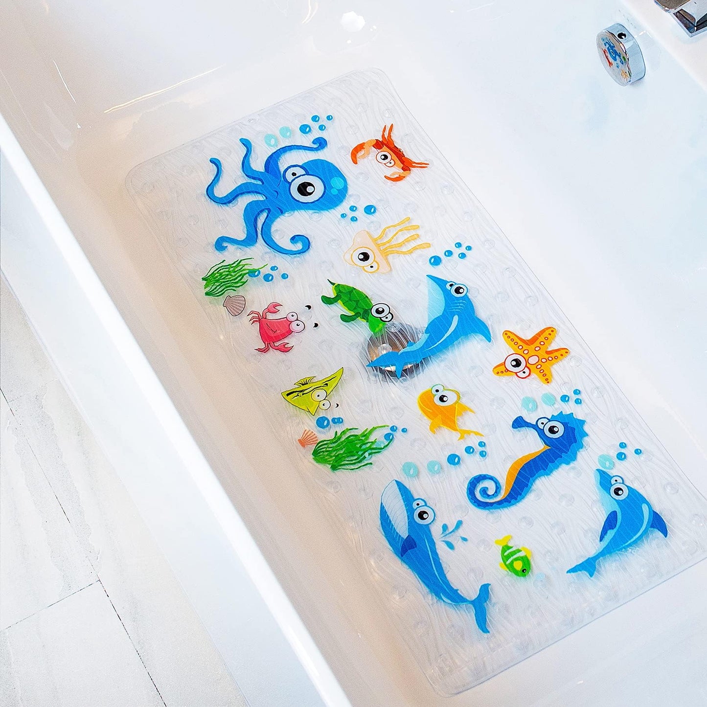 BEEHOMEE Bath Mats for Tub - Large Cartoon Non-Slip Bathroom Bathtub Mat Anti-Slip Shower Mats for Floor 89 X 38 CM,Machine Washable XL Size Bathroom