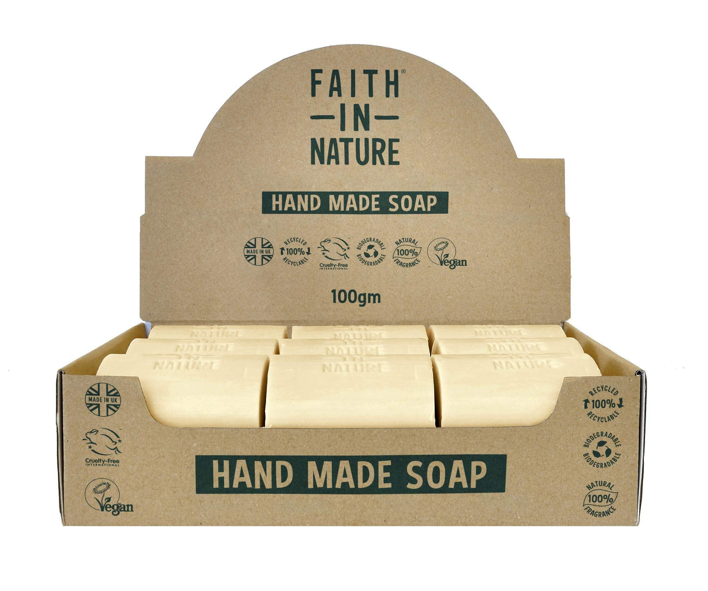 Faith In Nature Natural Fragrance Free Hand Soap Bar Box Set, Sensitive, Vegan & Cruelty Free, No SLS or Parabens, 18 x 100g