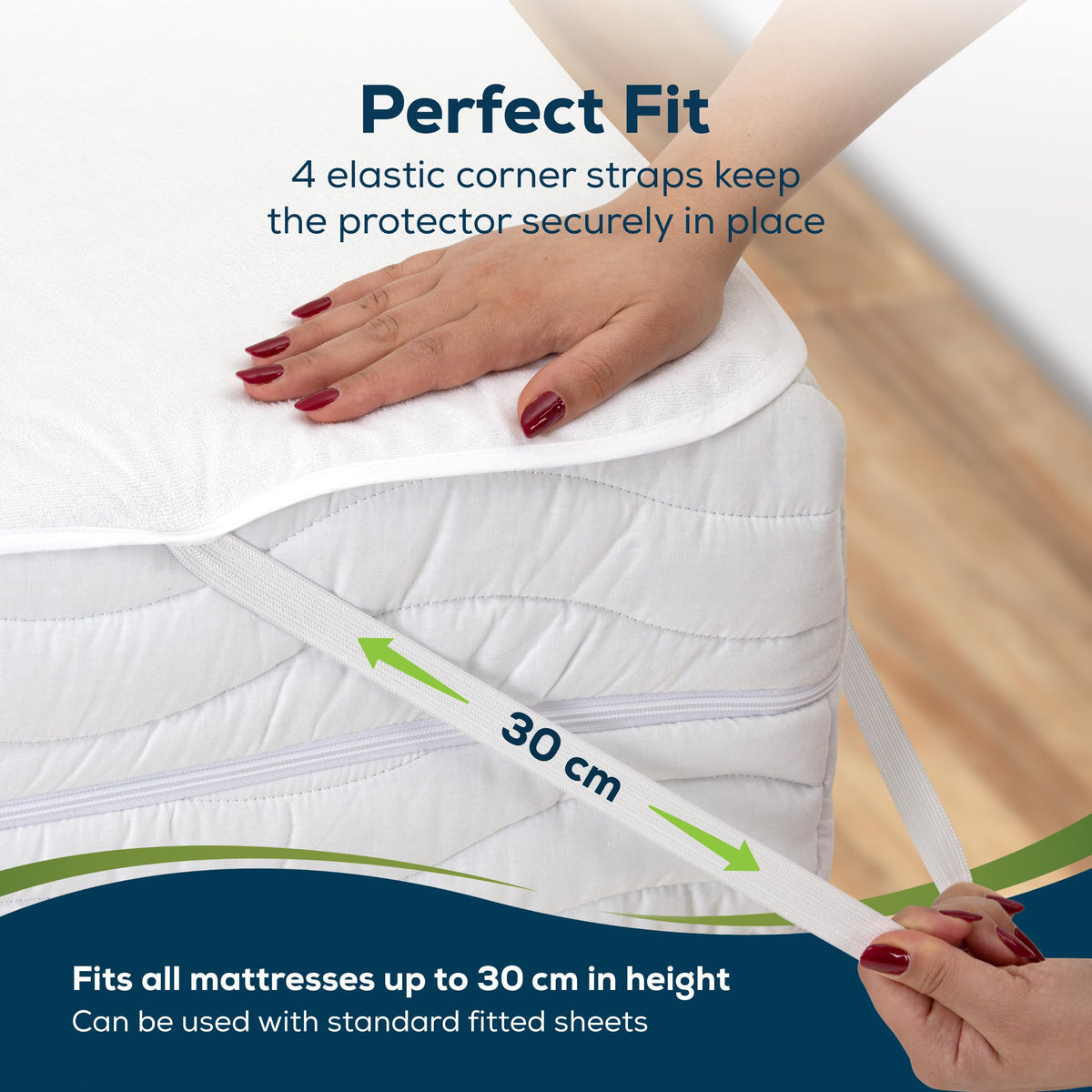 Sensalou Waterproof Mattress Protector 90x200 cm – 2-Pack Twin Bed Covers with Elastic Corner Straps, Soft Terry Top Layer, Hypoallergenic