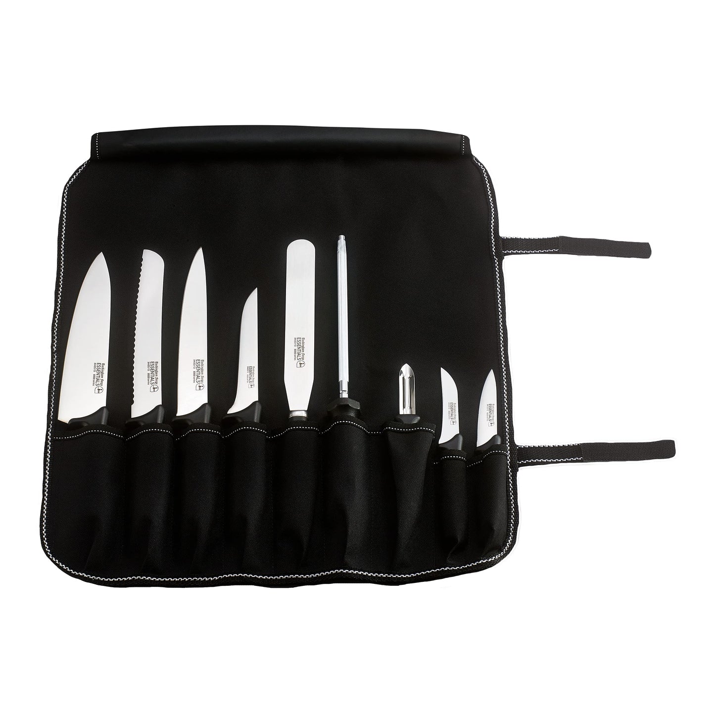 Rockingham Forge Essentials Professional Chef?s Knife Set ? Contains 9 Kitchen Knives and 1 Knife Case,Black,CS-8007/10
