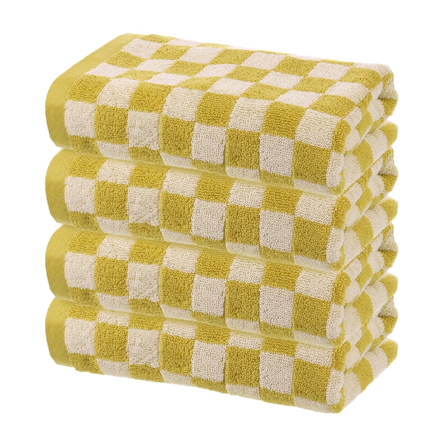 sourcing map 4 Pcs Bathroom Hand Towels Yellow Soft Absorbent Face Towels Cotton Wash Cloths 13 x 29 Inch Kitchen Hand Towels for Bathroom Gym Drying