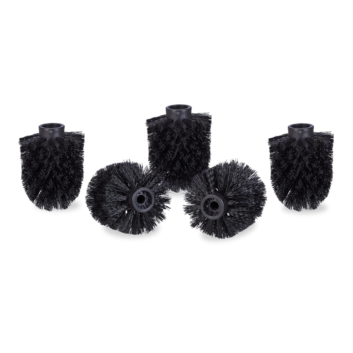 Relaxdays Toilet brush head in a set of 5, loose toilet brushes 9.5 mm thread, replacement brush head diameter 8 cm, black, 8 x 8 x 9 cm