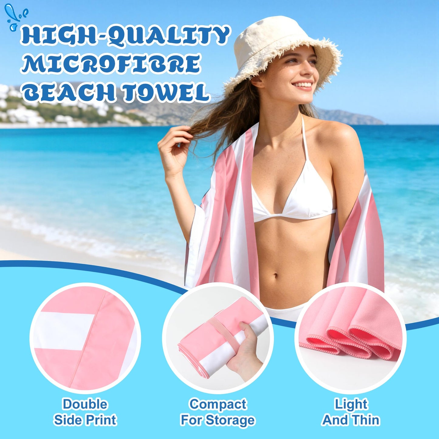 Anavasi Microfibre Beach Towels for Adults, 1 Pack 180 x 90cm 100% Recycled