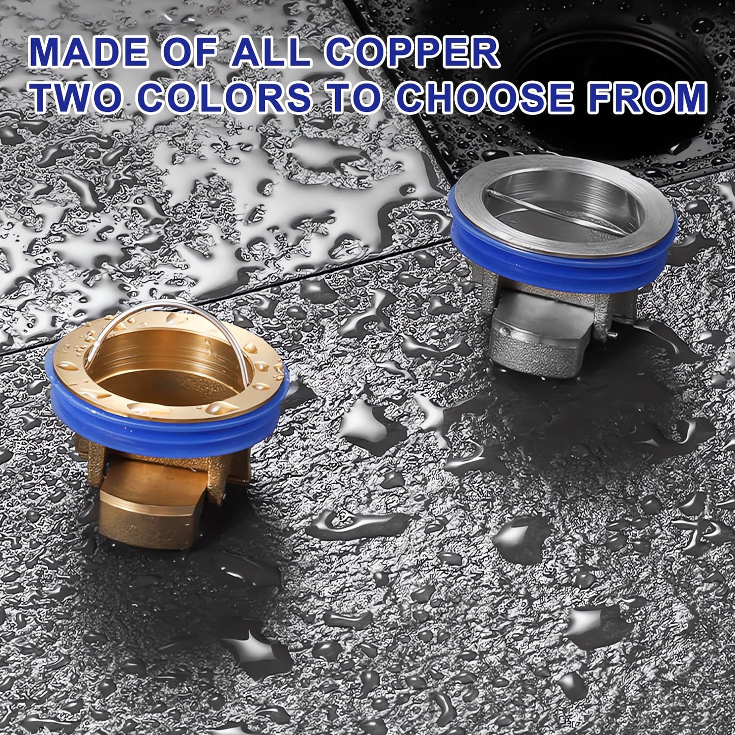 QruiLanTu 2 pieces Shower Floor Waste Backflow Preventer Magnetic Levitation One Way Waste Valve Floor Drain Insert Drain Plug Brass Fast Drainage