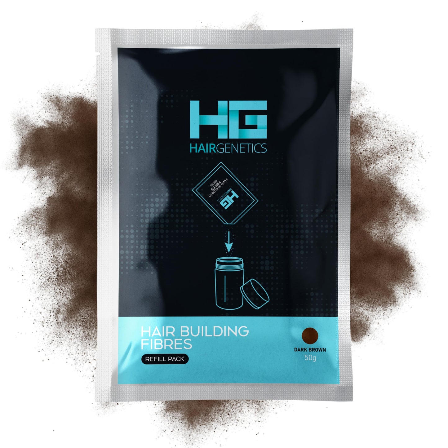 Hair Genetics Hair Fibres Dark Brown 50g Refill Pack for Hair Loss and Thinning Hair