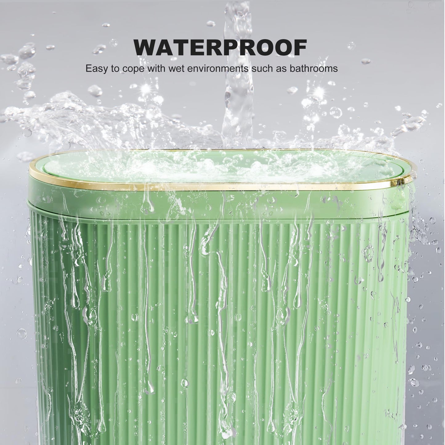 SULIFEEL Bathroom Trash Can with Lid, 3.2 Gallon/12L Green