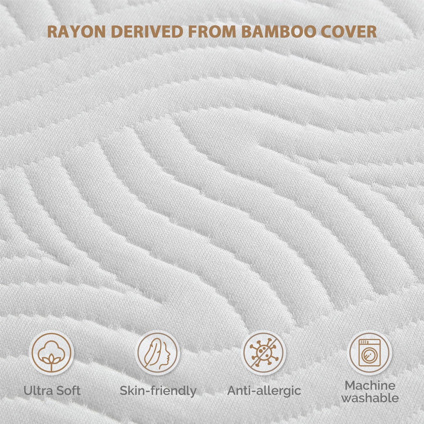 Degrees of Comfort 2 Inch Memory Foam Mattress Topper, Mattress Topper Kingsize Bed for Back Pain, Rayon Derived from Bamboo Cover, Mattress Topper