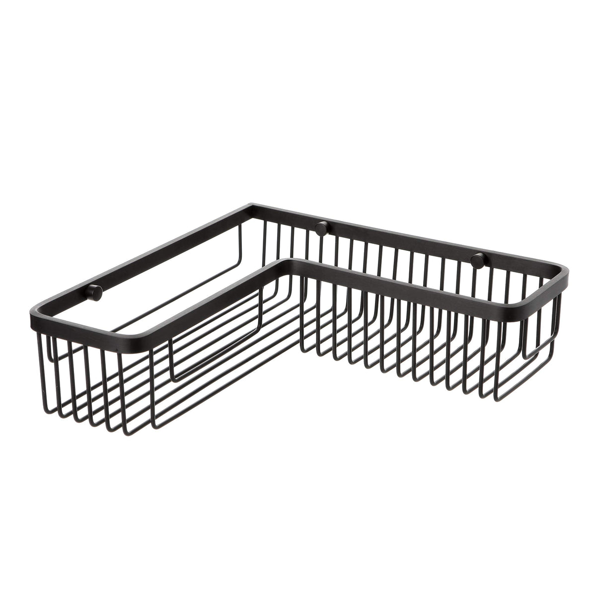 TATAY - L-shaped corner shower basket. Black aluminium. Dimensions: 30x8.5x30cm