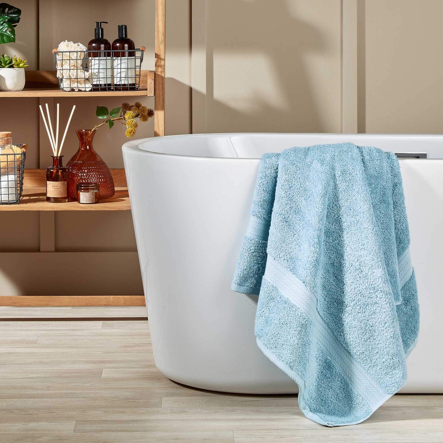 Christy Renaissance 2 Hand Towels Set | Soft Chambray Blue | 100% Egyptian Cotton Pile | Luxuriously Soft and Super Absorbent | 675 GSM