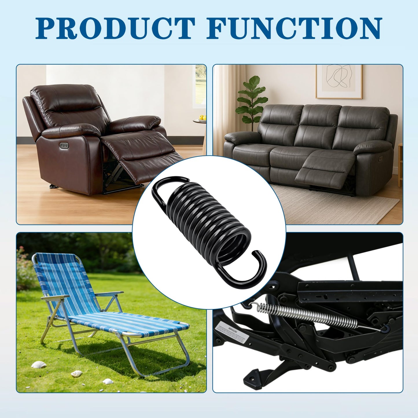 Dlfeue 10 Pcs 2-1/2 Inch Electric Recliner Mechanism Tension Spring