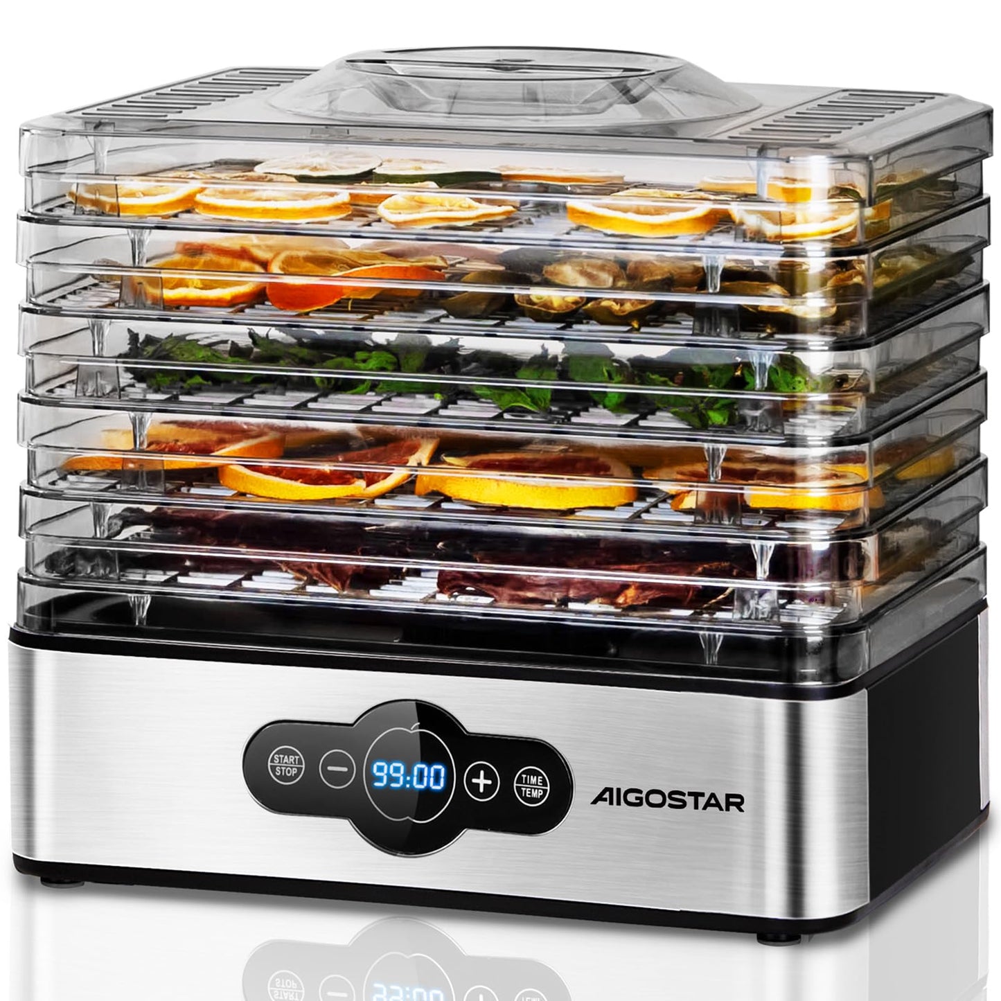 Aigostar 5 Tier Food Dehydrator, 240W Food Dryer Machine with 99 H-Timer, 35-70? Temperature Adjustable and LED Display for Drying Fruit, Meat,