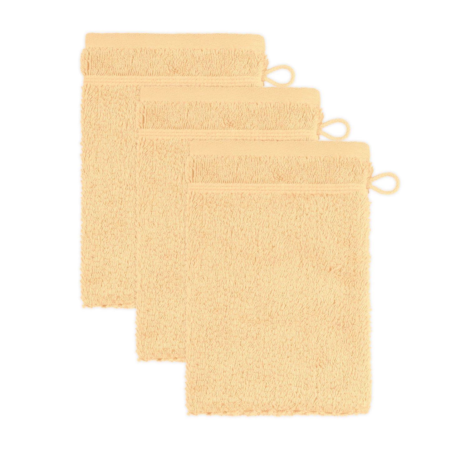 frottana Pearl wash glove 15 x 20 cm made of 100% cotton, maize 3er set