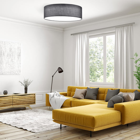 Navaris 22W LED Ceiling Light - 40cm Diameter Remote Controlled Round Flush Mount Ceiling Lamp with Dimmer, Temperature Change - Dark Grey