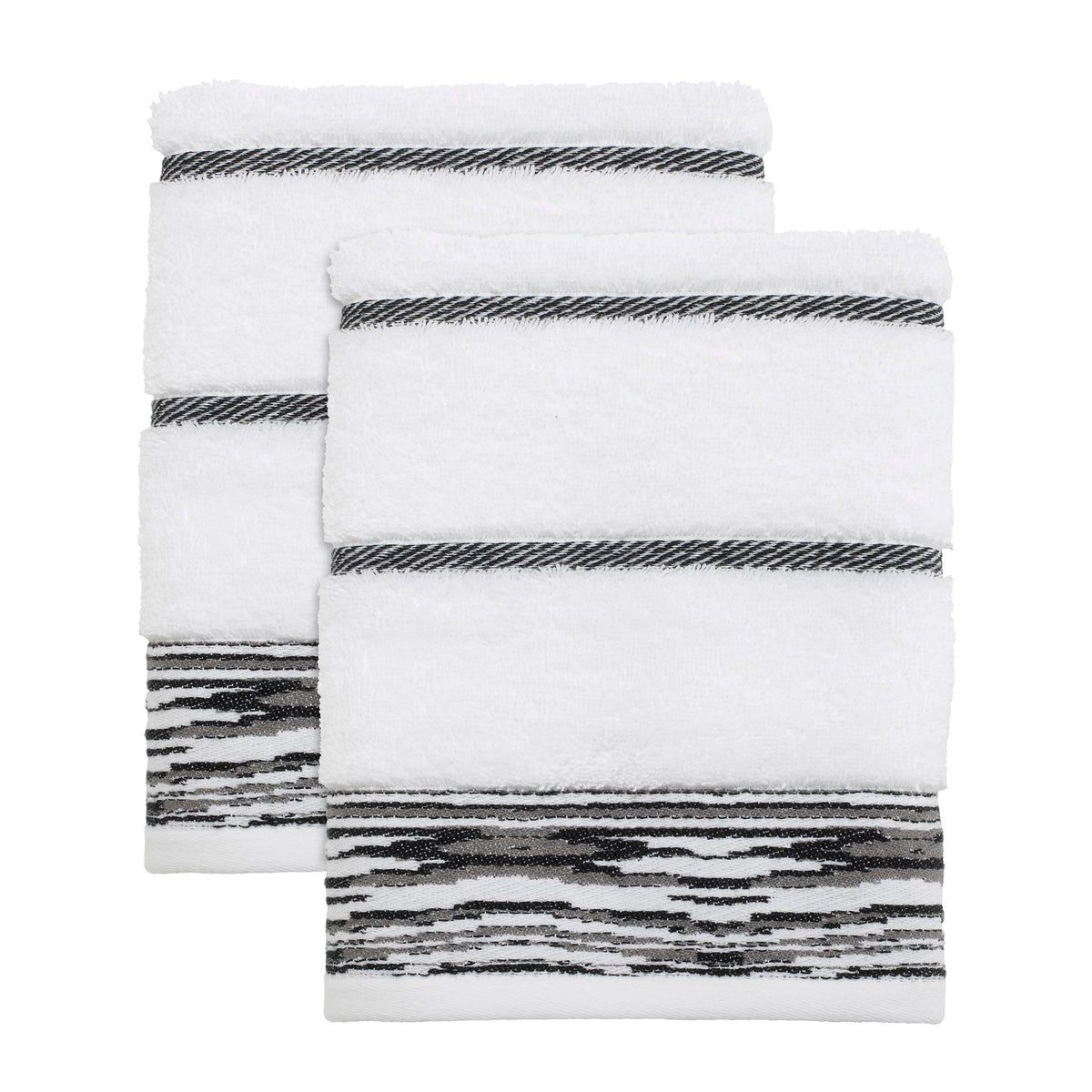 Nicole Miller - Hand Towels, Soft & Absorbent Cotton, Dorm Room Essentials, Set of 2 Sydney Collection, White/Black