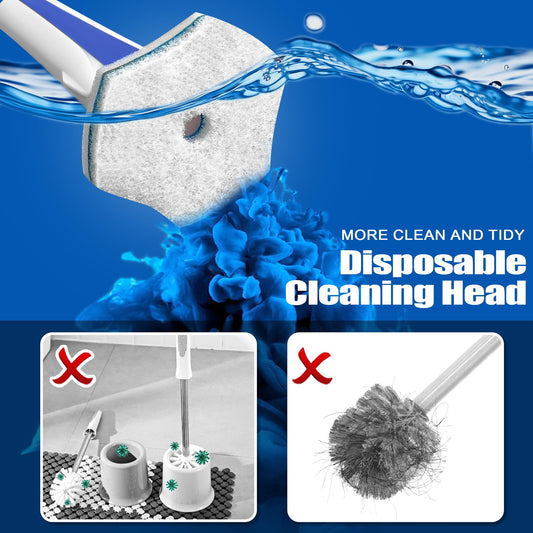 JEHONN Disposable Toilet Brush and Holder Set with 64 Cleaner Refills, Wall Mounted Bathroom Bowl Cleaning Wand System for Bathtub Sink Wash Basin