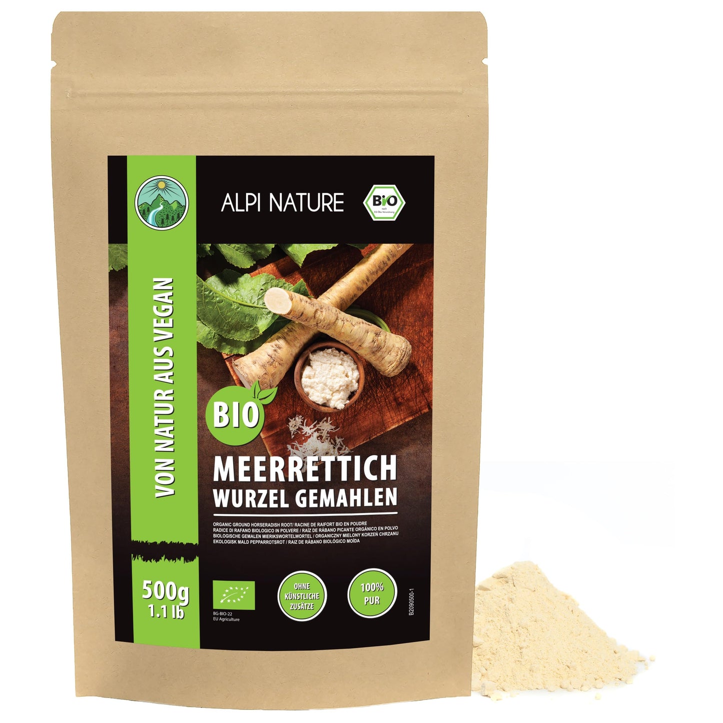 Alpi Nature Organic Horseradish Ground 500g 1.1 lb, Ground Horse Radish Root Powder, Gluten Free