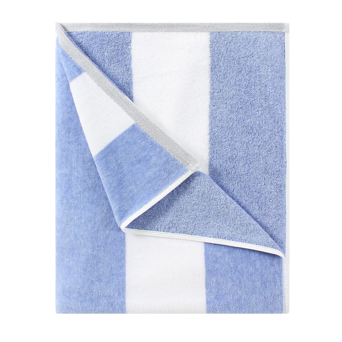 HENBAY Fluffy Oversized Beach Towel - Plush Thick Large 70 x 35 Inch Cotton Pool Towel, Blue Striped Quick Dry Swimming Cabana Towel Pack of 1
