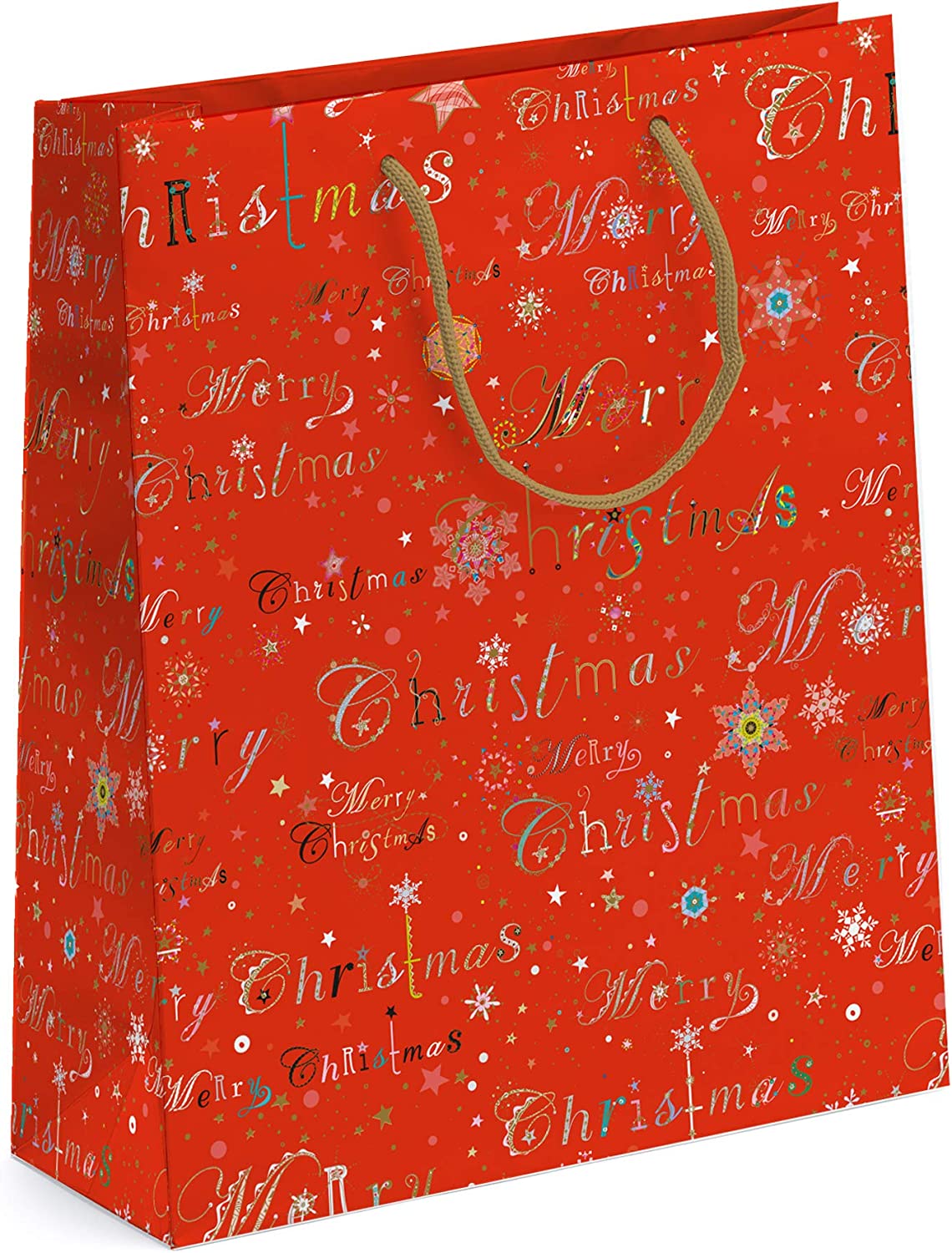 Turnowsky - Beautiful Merry Christmas with Gold Stars and Snowflakes gift bag