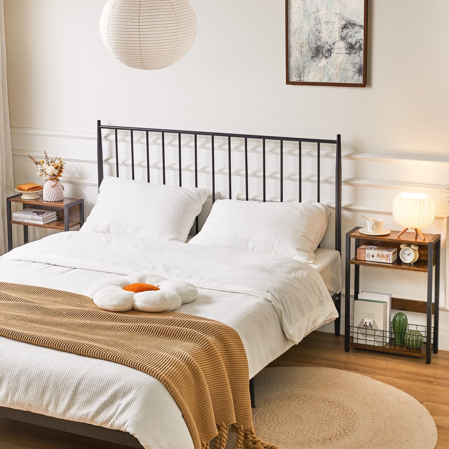 IBUYKE Narrow Side Table with Storage Shelf, 3 Tier End Table,Small Nightstand with Magazine Rack,Telephone Table for Small Spaces,for Living Room,