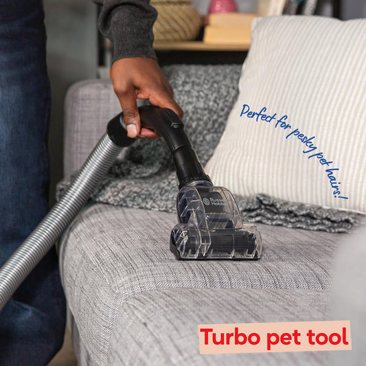 Russell Hobbs Cylinder Vacuum Cleaner ATLAS2 PET 2.5 Litre Grey & Purple with 3 in 1 Multi-Tool, Triple Dust Lock 700W High Efficiency Motor, PET