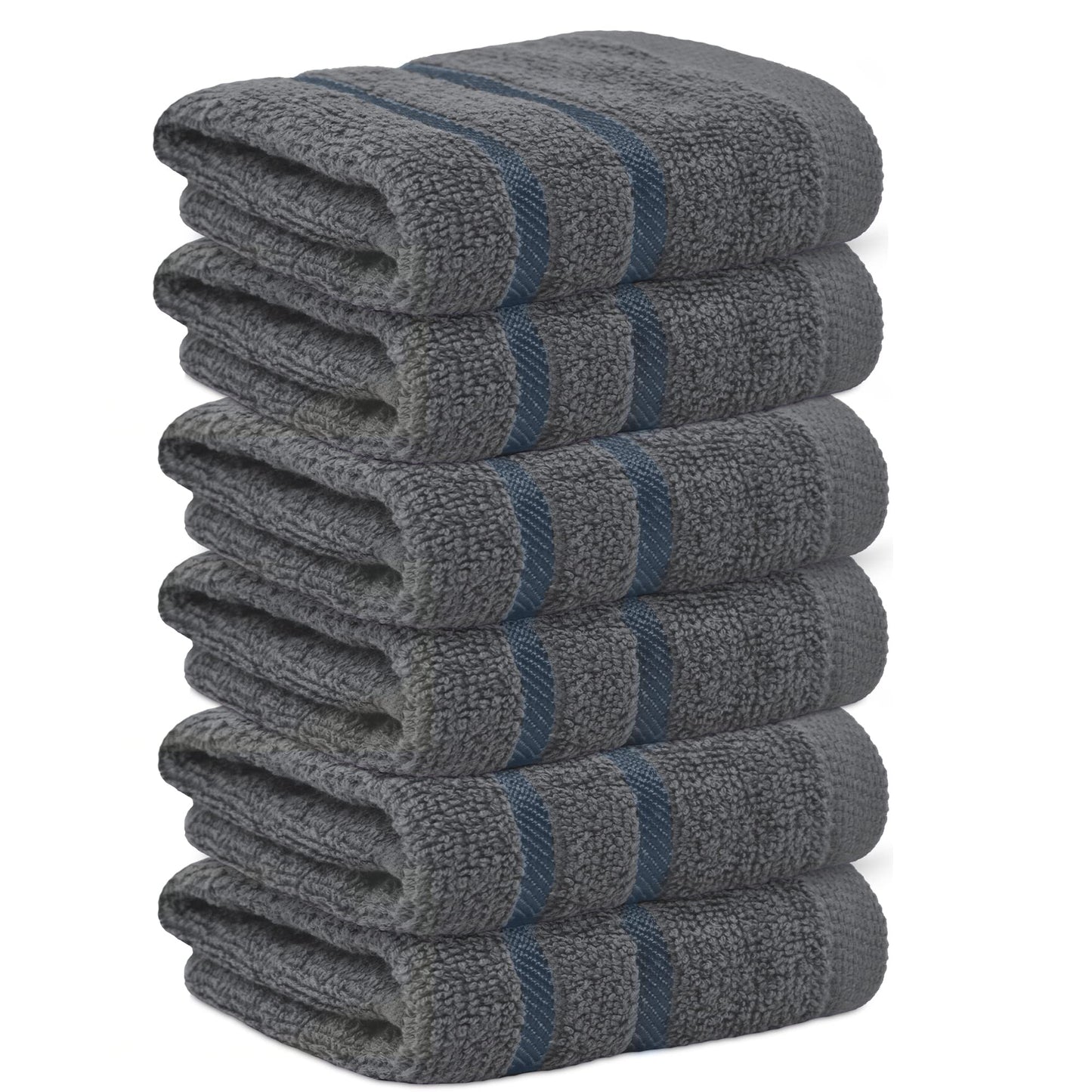 Towelogy? Fast Drying Flannel Face Cloth 100% Cotton Super Soft Premium Washcloths Facial Towels | OEKO-TEX Certified 33x33 cm (Charcoal, 6)