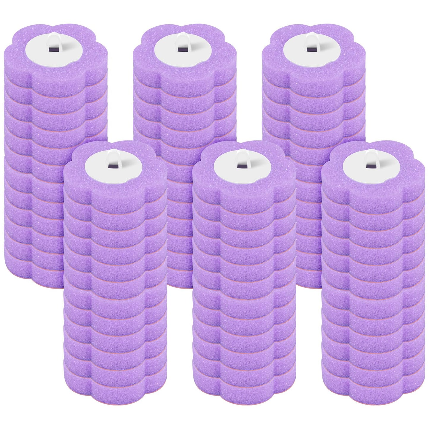 72Pcs Disposable Toilet Brush Refills, Toilet Brush Head Replacement, Lavender Scent, 3 Layer Sponge Refills Head for Bathroom Floor Drain