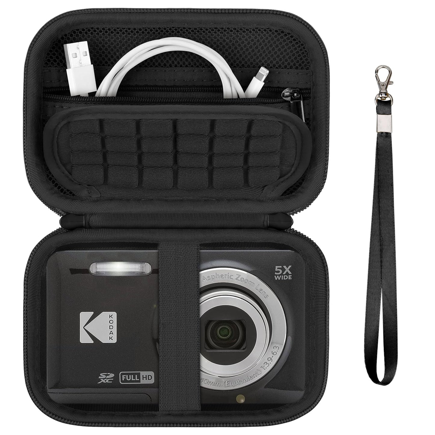 Supmay Carrying Case Compatible with Kodak PIXPRO FZ45 / FZ55 / FZ53 / FZ43 16MP Digital Camera, Vlogging Camera Storage Holder Bag with Mesh Pocket