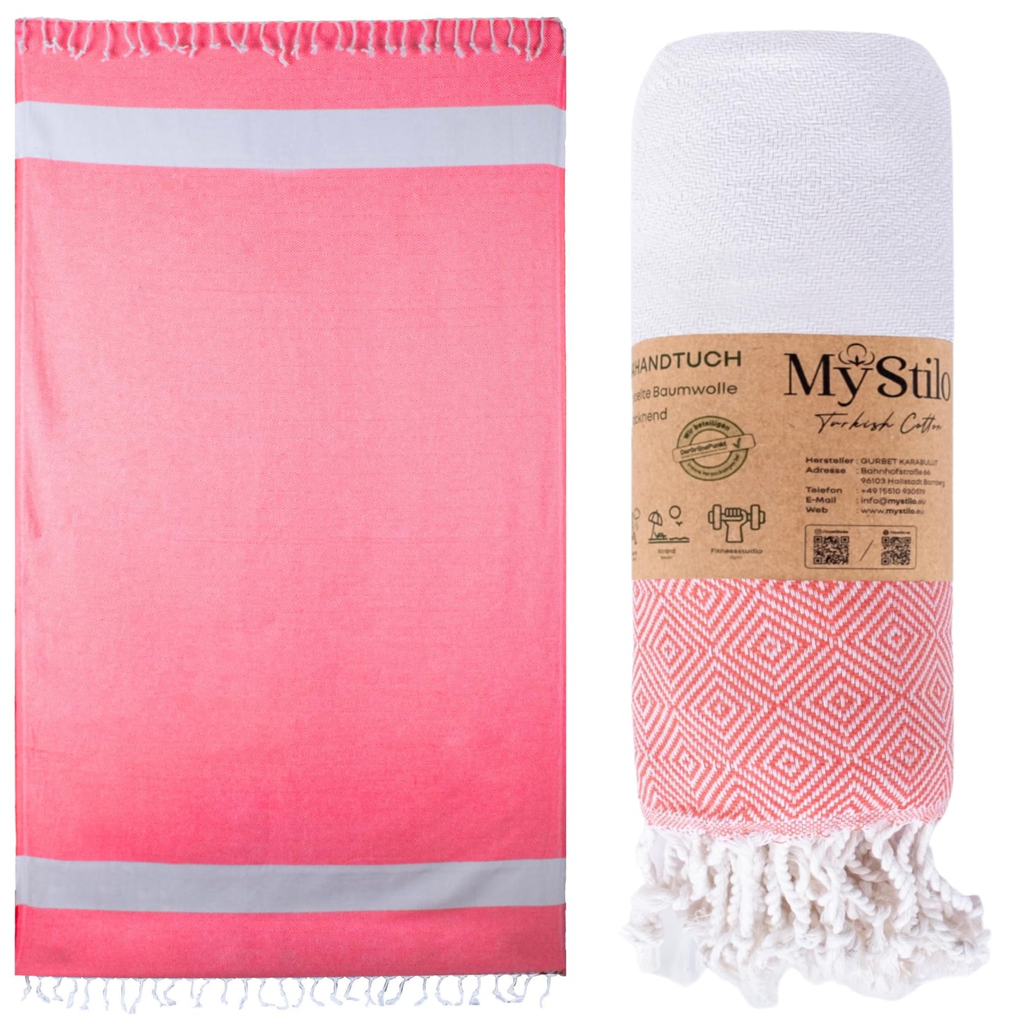 MyStilo 100% Recycled Cotton Hamam Towel Pomegranate Blossom