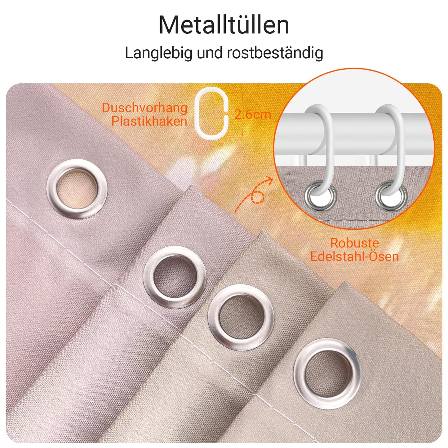 Lerores Shower Curtain, 220 x 200 cm, Yellow Duck, Weighted Hem, Anti-Mould Textile, Water-Repellent