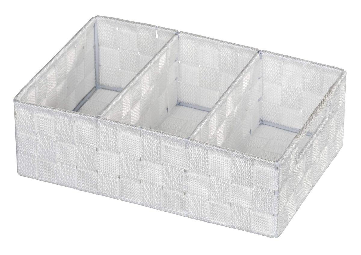 WENKO Organizer Adria with handles/3 separations in white, Polypropylene, 21 x 32 x 10 cm