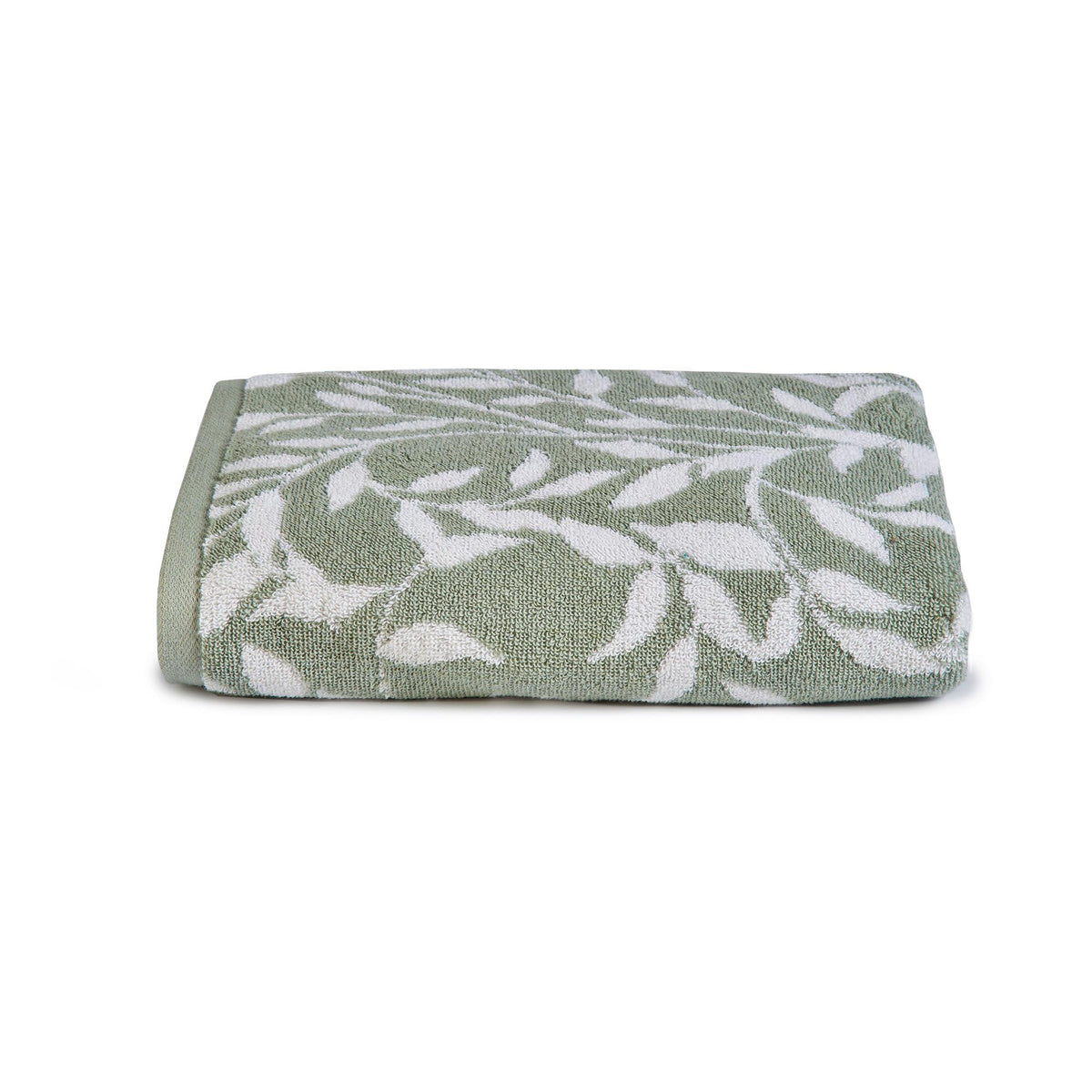 Dreams & Drapes - Sage Green Leaf Bath Sheet 90 x 150cm - 100% Cotton - Soft Touch - Botanical Vintage Design - Sage Floral Bath Sheet - Bathroom