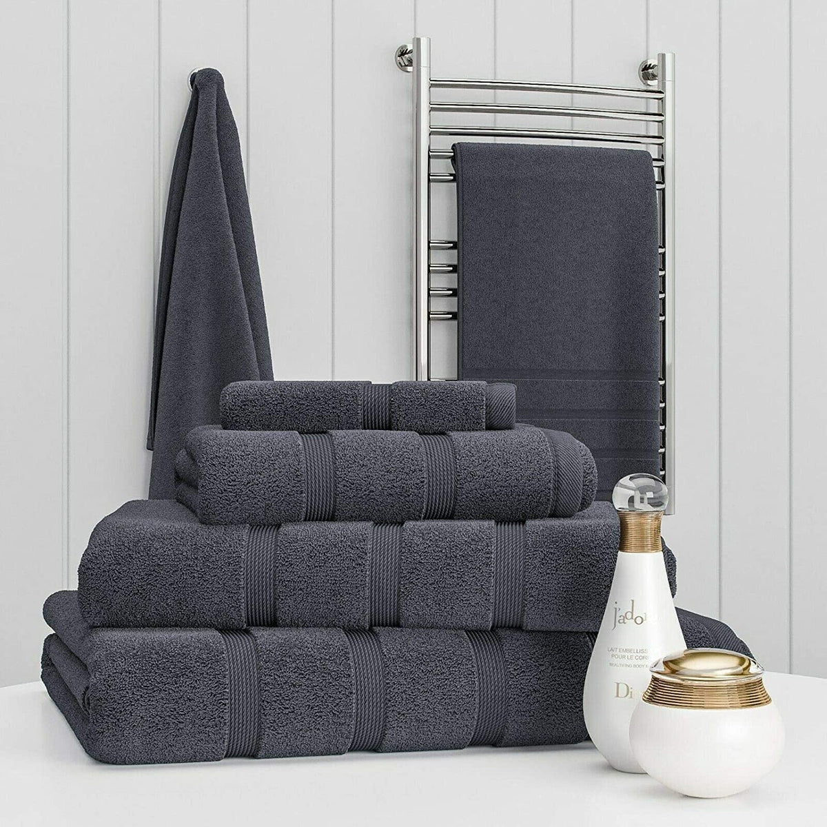 Z Fashion Luxury Towel Set 100% Cotton 2 Piece Towel Set Hand Towel Bath Towel Bale 500 GSM Bathroom towels 2 Piece Sets. Charcoal Grey