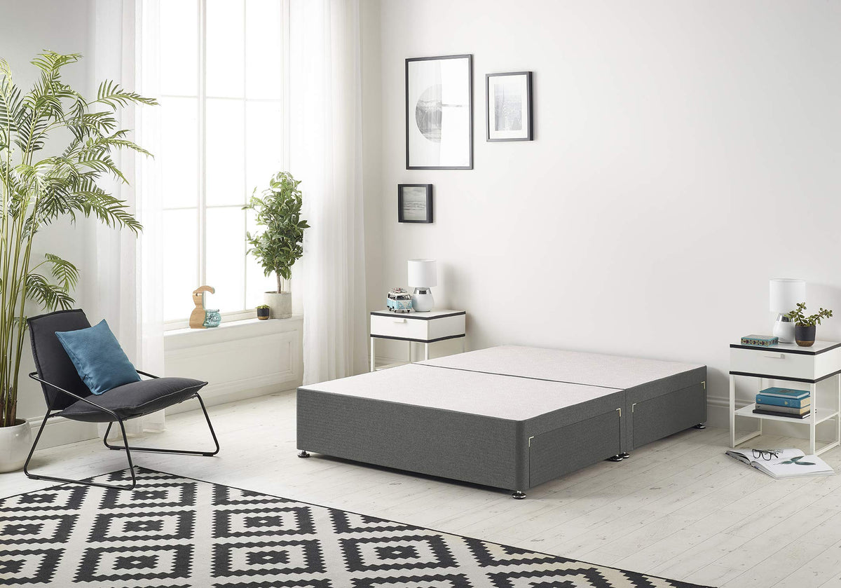 Bed Centre Premier Bed Base with No Drawers and No Headboard - Available in Different Fabrics and Colours (3FT Single, Linen Grey)