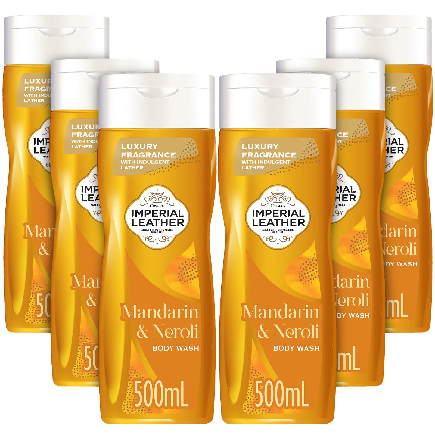 Imperial Leather Mandarin & Neroli Refreshing Body Wash Shower Gel, Signature Oil Blend, Creamy Lather, Gentle Skin Care, Bulk Buy, Pack of 6x500ml